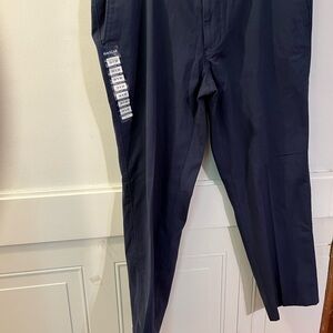 Haggar Men's Dark Blue Dress Pants - Motion Khaki, Stretch Fabric Straight Leg